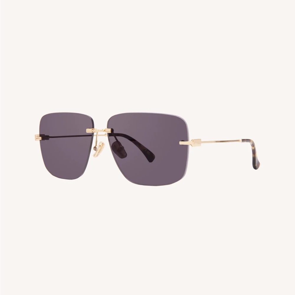 DEZI 2000s Gold and Dark Smoke Square Rimless Sunglasses - Picture 8 of 15